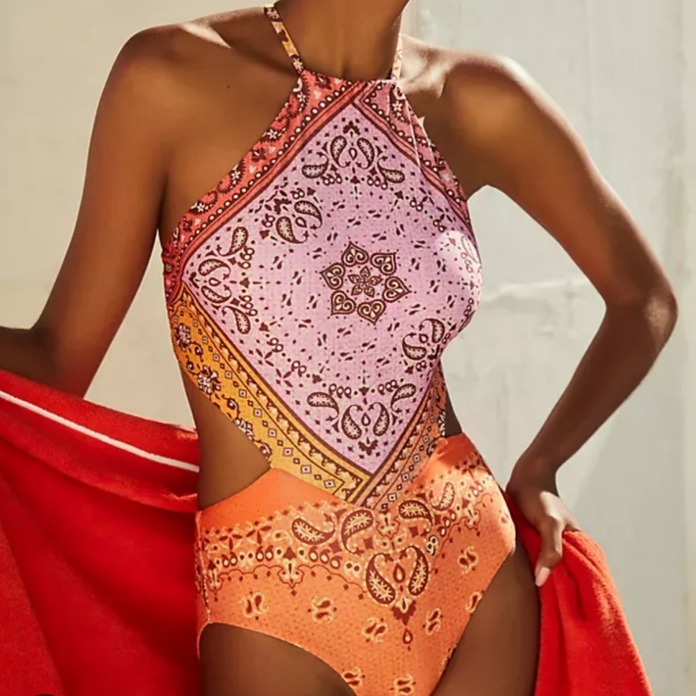 SOLD Farm Rio Halter Cutout Swimsuit - Picture 3 of 13